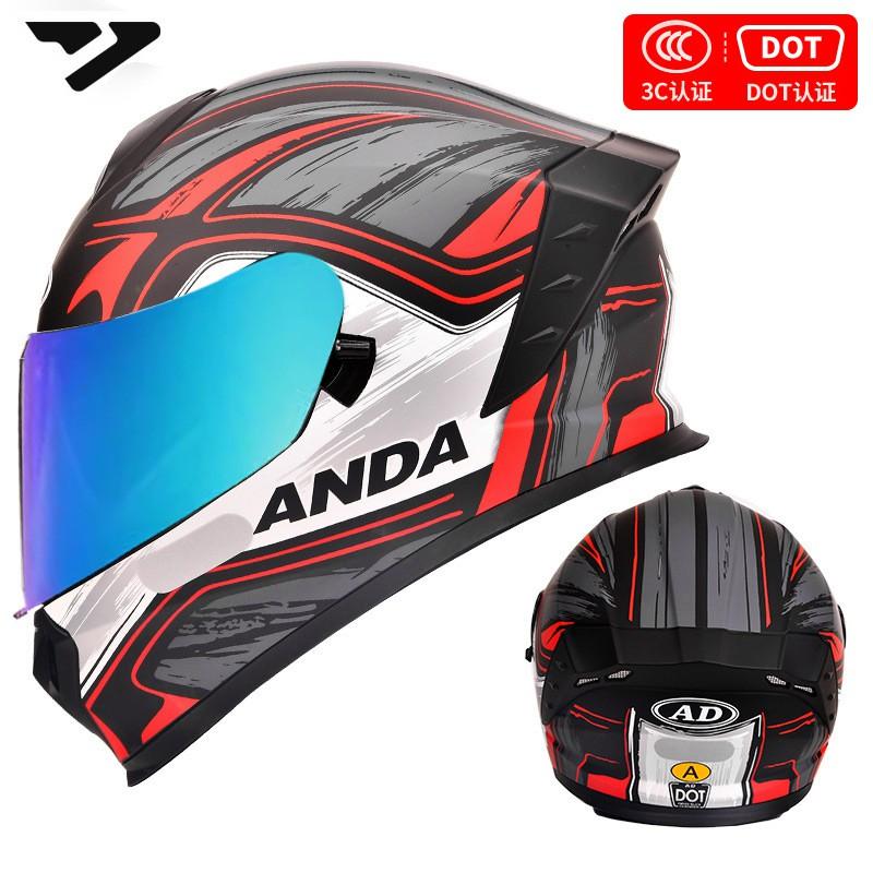 DOT 3C Certified Full Face Motorcycle Helmet Men Women All-Season Riding Safety Gear With Multiple Visor Options