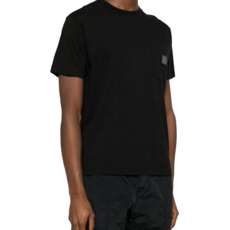 STONE ISLAND Мужская футболка с логотипом, круглым вырезом, свободного кроя, с коротким рукавом, топы, черная 801521957-A0029
