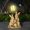 Outdoor Solar Rabbit Family Resin Statue - Courtyard Path Lighting Decoration