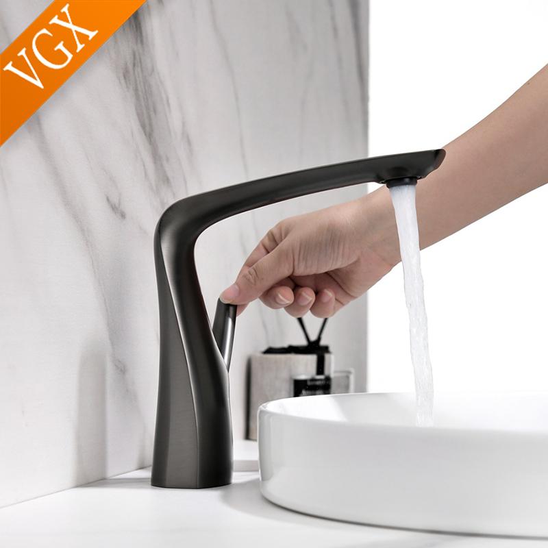 VGX Luxury Bathroom Faucets Basin Mixer Sink Faucet Gourmet Washbasin Tapware Hot Cold Water Tap Brass Chrome Black Brushed Gold