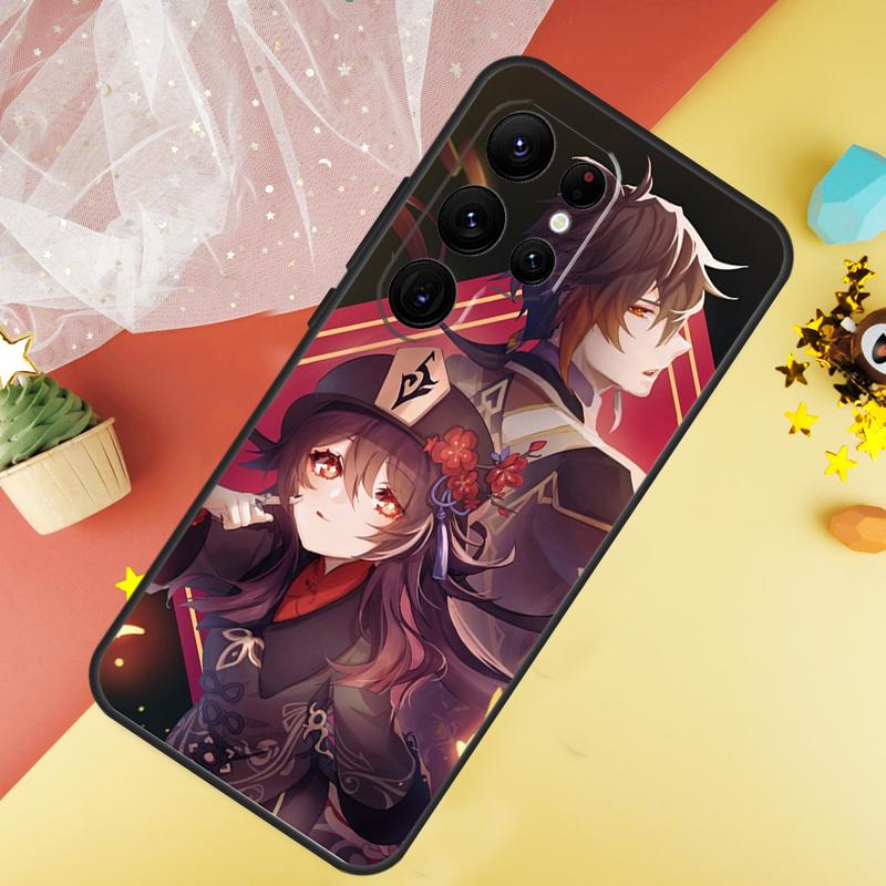 Чехол для телефона Genshin Impact Чжун Ли Ху Тао Для Samsung Galaxy S26 S25 Ultra S23 S21 S20 S22 S24 FE S10 Plus Чехол Coque