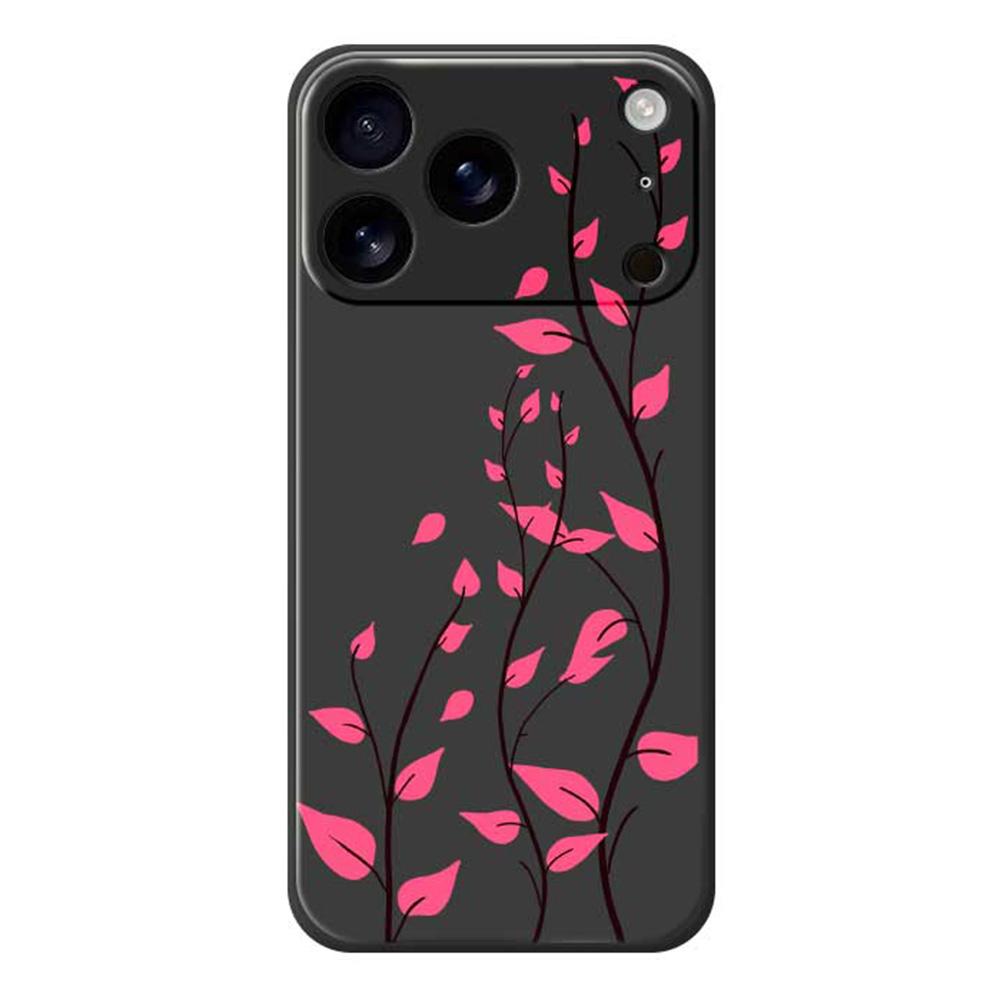For iPhone 17 Pro Max Case Red Leaves Pattern Printing Straight Edge TPU Phone Back Cover