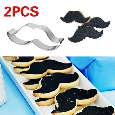 2 шт. Новинка, симпатичная форма для торта из нержавеющей стали, борода, усы, вырезка печенья