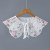 Women Embroidery Floral Lapel Blouse Top Detachable Collar Shawl Female Vintage Shirt False Tie Fake Collar Accessories