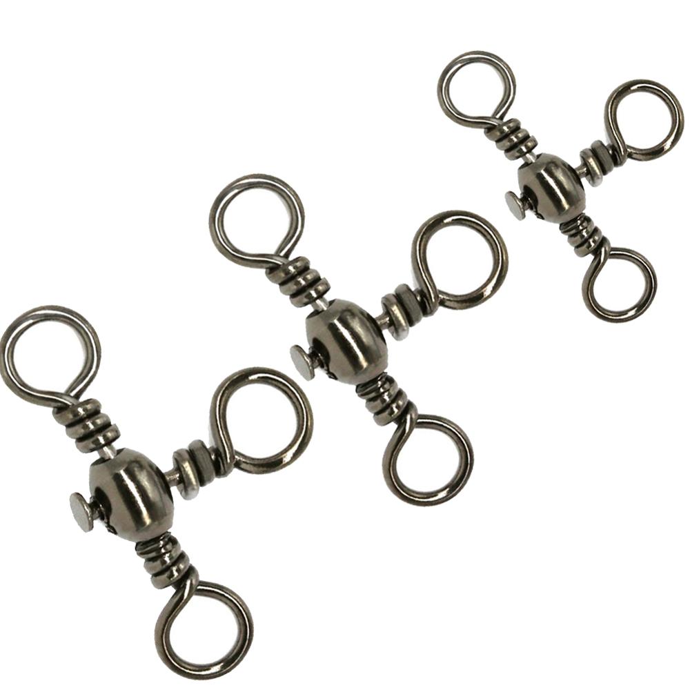 Barrel Stainless Steel 3 Way Swivel Ring Fishing Swivel Fishing Line Connector Rolling Solid Ring