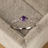Light Luxury Style Amethyst Zirconia Women's Ring In Europe and America Simple Fashion Gem Temperament Ring