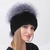 Женская русская шапка-ушанка из натурального меха норки и лисы, теплая вязаная шапка-бини с помпоном и флисовой подкладкой, элегантная зимняя