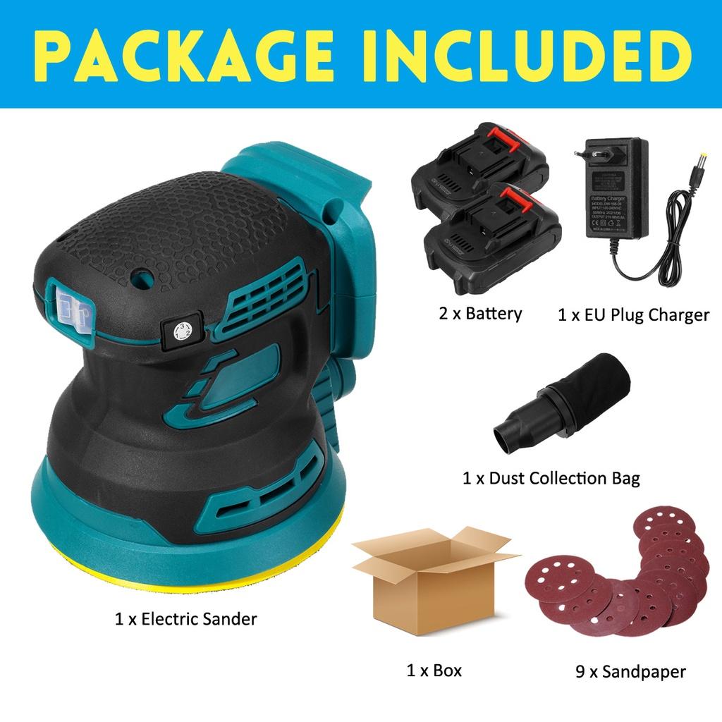 Бесщеточный электрический шлифовальный станок с произвольным орбитальным движением, наждачная бумага, шлифовальный станок для дерева, полировальный станок, электроинструменты для Makita, аккумулятор 18 В, 125 мм