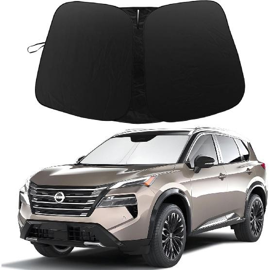 Windshield Sun Shade Compatible With Nissan Rogue 2014- Accessories, 240T Foldable Window Sunshade Sun Visor Protector, Blocks UV Rays Keep Your Car