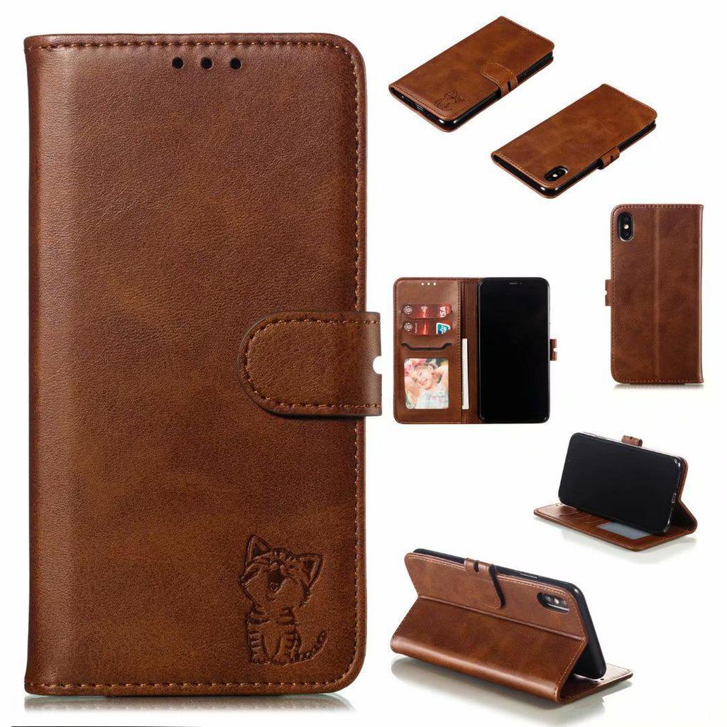 Pixel6 Google Card Wallet Phone Case Sony Flip Xperia1 Embossed Happy Cat Leather Case - Ideal for Protecting Your Phone In Style!