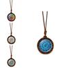 Retro Crystal Pendant Necklace With Mandala Design Brown Wax Rope Elegant Fashion Accessory For All Genders