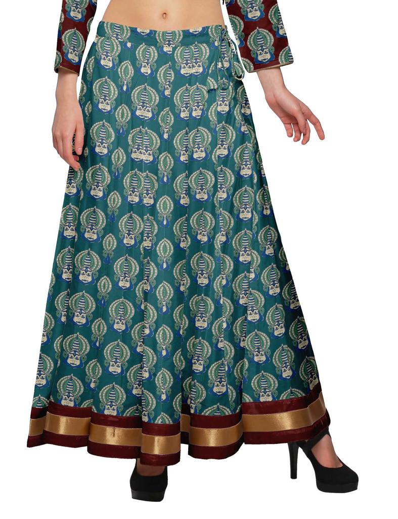 Moomaya Two Piece Long Skirt And Crop Top Printed Indian Ethnic Set For