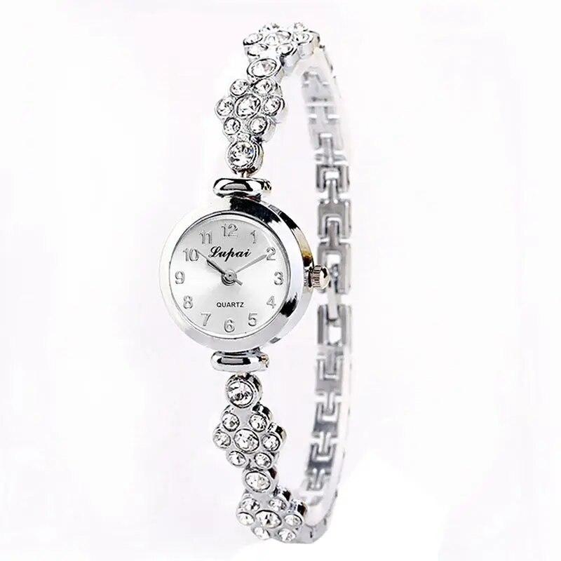 Кварцевые наручные часы для женщин и девочек, модные женские часы с кристаллами, браслет, часы
