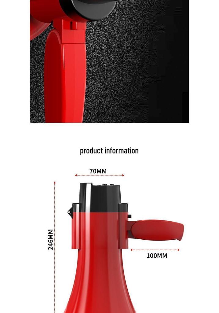 Rechargeable Bluetooth Megaphone: Portable Street Vendor Speaker with Recordable Broadcast and Handheld Operation for Outdoor Use.