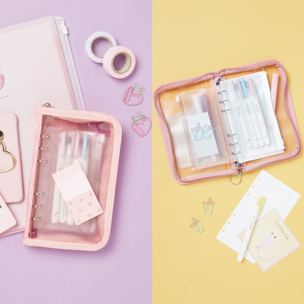 Sunstar Stationery Pencil Case Binder Type Clear X Pink S1425609 Ba-in-me