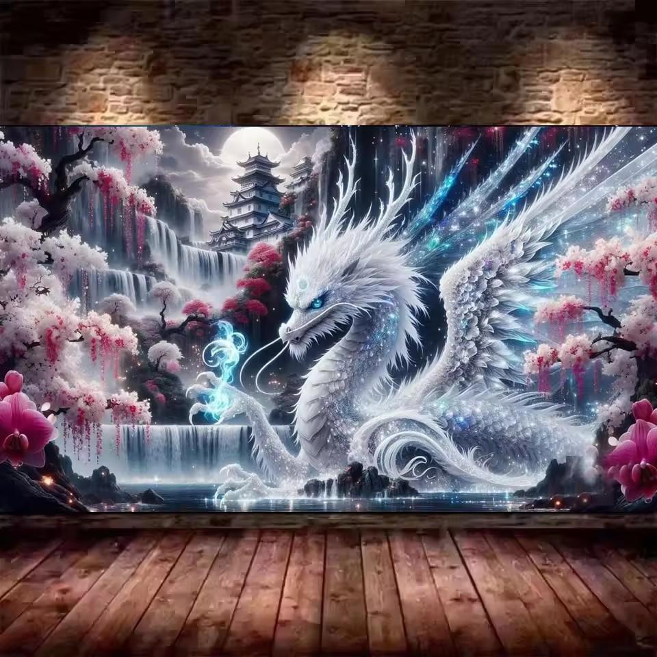 Большой размер Мозаика Сделай сам Полные наборы для рисования бриллиантами Искусство Фантастический Дракон и Цветы Вышивка Крестом Стразы