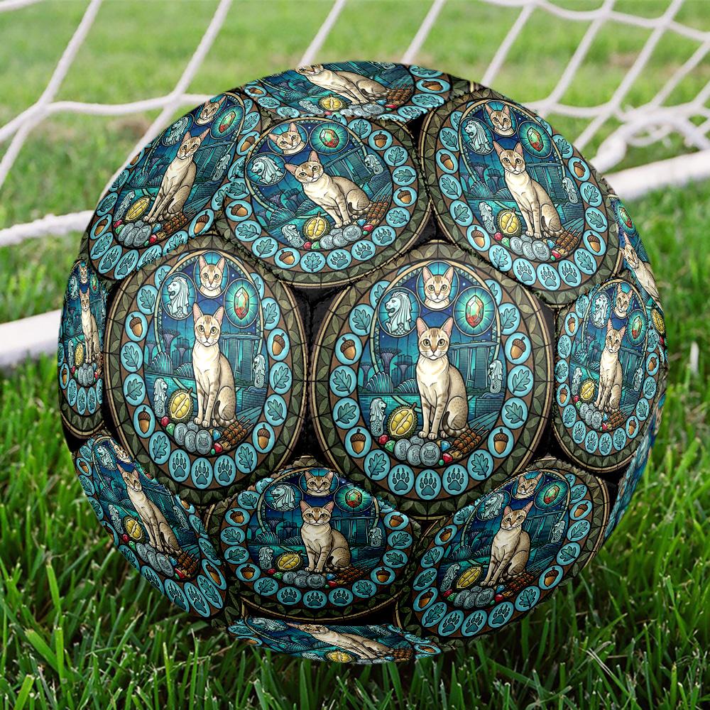 Glass Cat Singapore Round Football Size 5 Adult Ball Suitable for Training Matches and Outdoor Team.