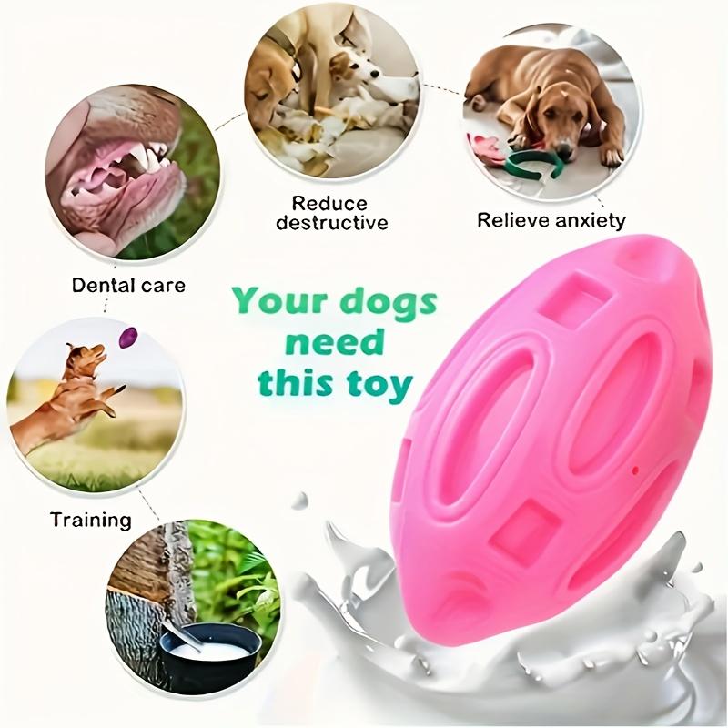 Неразрушимая пищащая игрушка для жевания собак регби - подходит для агрессивных любителей жевать, скрежещущих зубами и для игр - идеальный подарок для маленьких собак