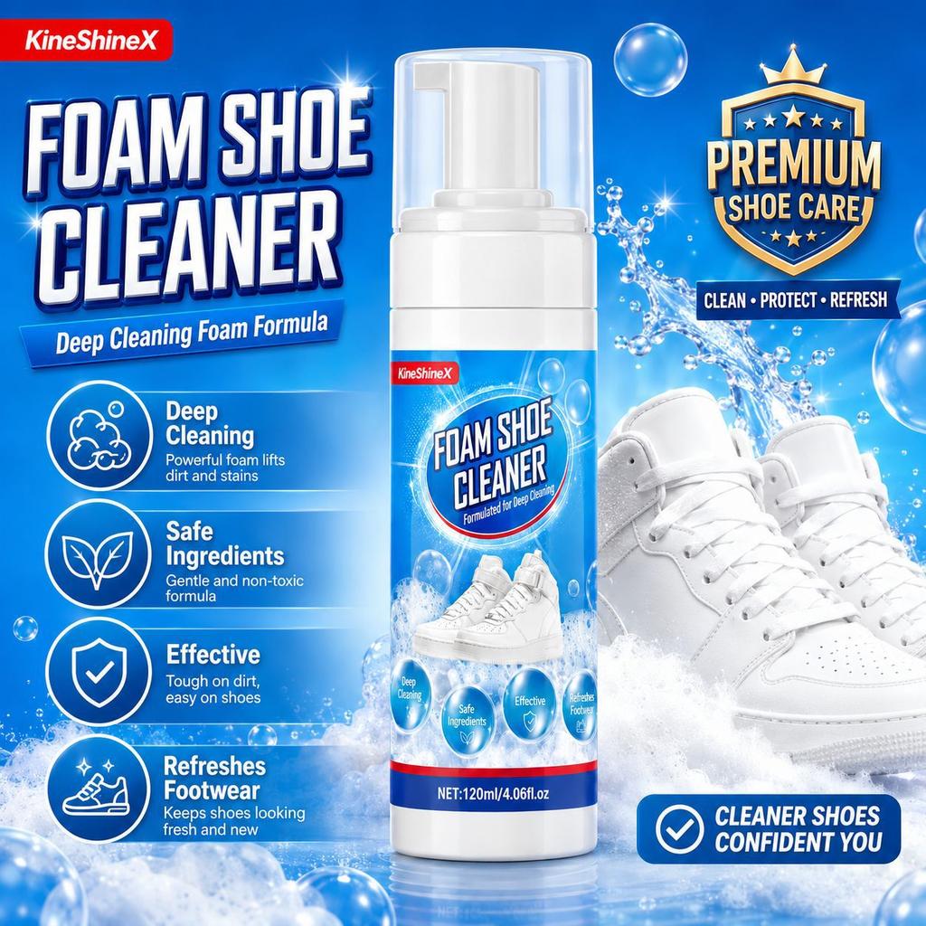 Portable Foam Shoe Cleaner, Safe Deep Stain Remover, Quick Use Dirt Lifting Foam for Sneakers Canvas Casual White Shoes Daily Care