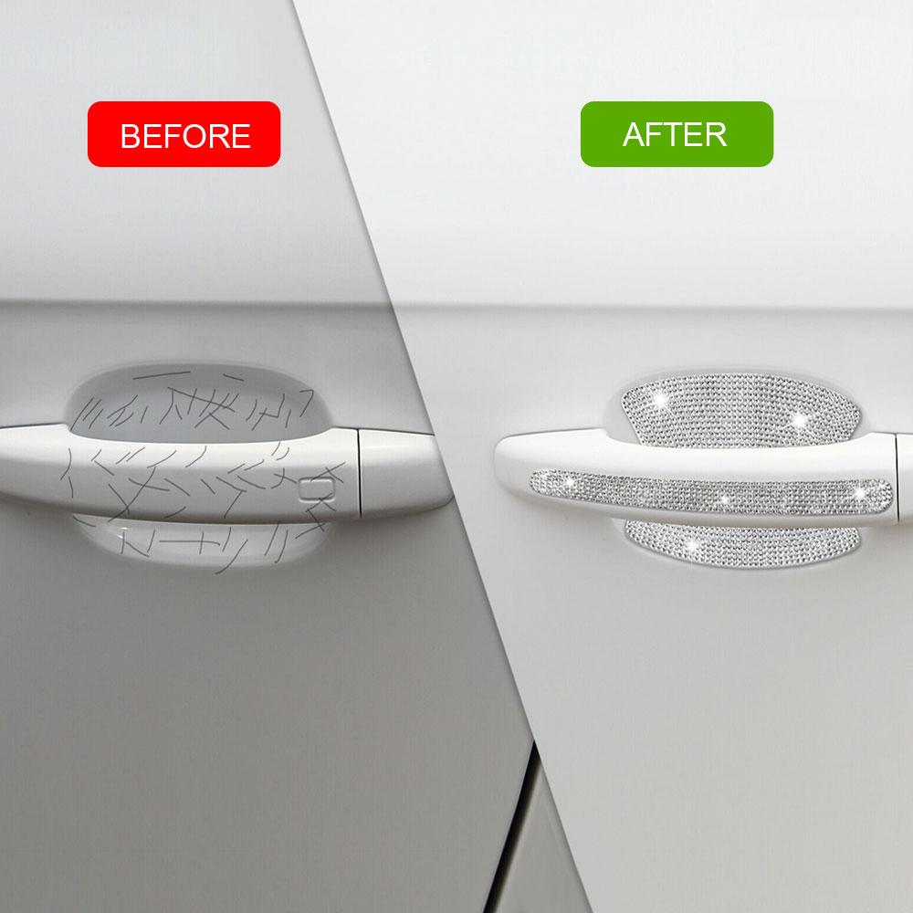 8 шт. универсальная наклейка на ручку двери автомобиля, предупреждающая алмазная полоска для автомобиля, безопасность вождения, блестящая наклейка на экстерьер автомобиля, аксессуары