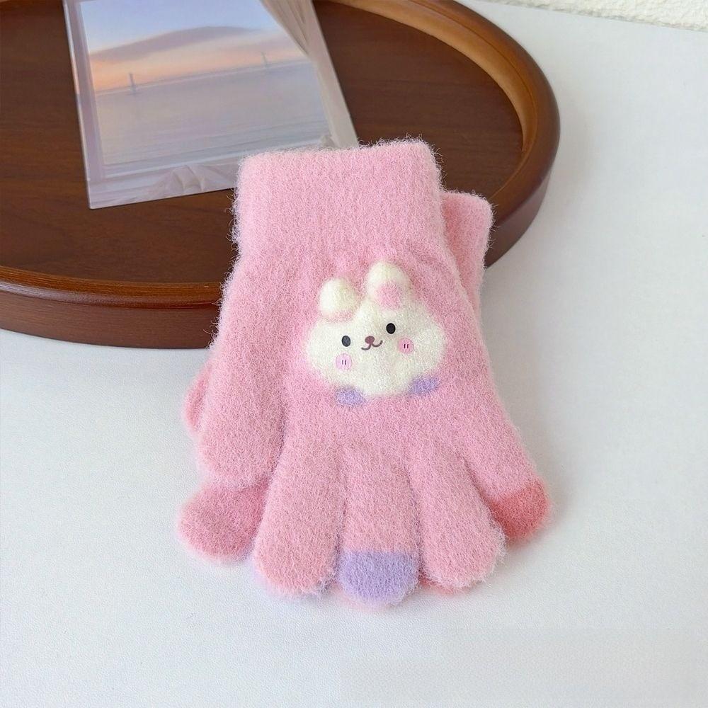 Polyester Plush Bunny Winter Gloves Cold Resistant Preschool Kids Warm Gloves For Toddlers