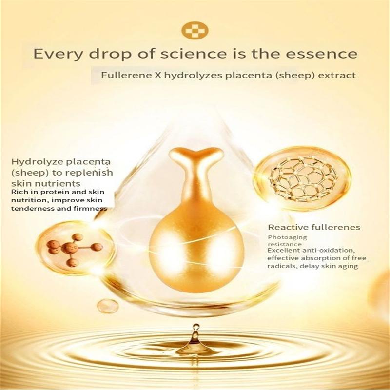 Фуллереновая плацента, эссенция для омоложения кожи, отбеливает, сужает поры и уменьшает морщины, увлажняющая сыворотка для лица, капсулы