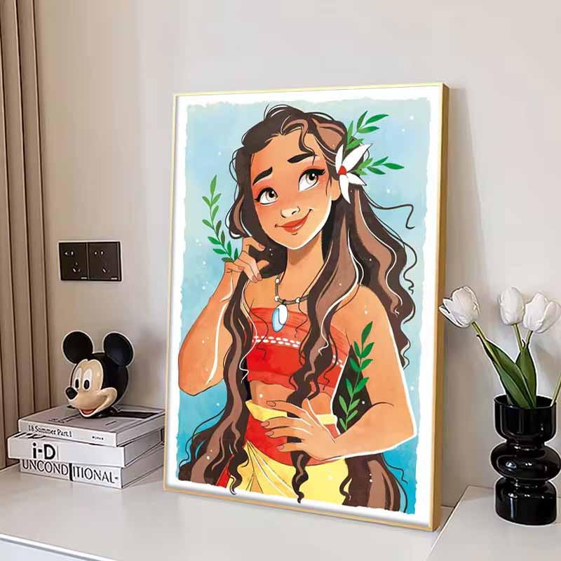 Disney Diamond Painting Moana Watercolor Style Healing Illustration Mosaic Art DIY Cross Stitch Embroidery Set Full Diamond Home Decor Gift