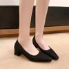 Весна и Осень Профессиональные Черные Туфли на Каблуке с Острым Носком Темпераментные Универсальные Одинарные Туфли Легкие 2025 Новые Квадратный Носок Высокий Каблук
