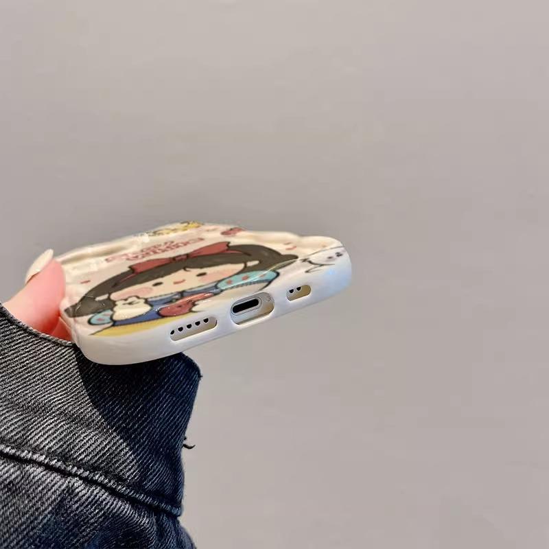 Белоснежка для Apple 16promax Чехол для мобильного телефона 14 Новая женская модель для IPhone15pro/13 Кремовый узор 11