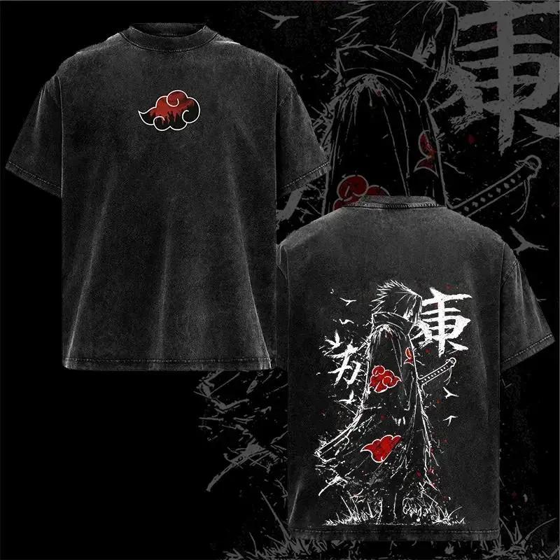 Retro Sasuke Naruto Double Printed Heavy Cotton Oversized Anime Fan T-shirt