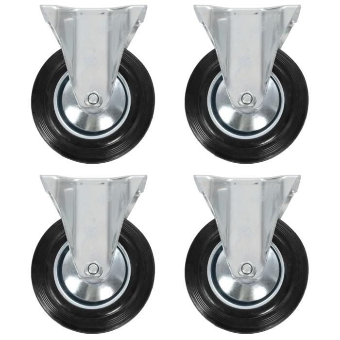 Roulettes fixes - vidaXL - Lot de 4 - 160 mm - Caoutchouc - Charge max 150 kg