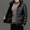Зимняя куртка из натуральной кожи, мужская куртка с капюшоном большого размера, куртка из овчины, повседневная кожаная куртка для папы