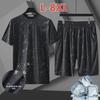 Men's Large-Size Ice Silk Mesh Two-Piece Sports Suit - T-Shirt & Shorts