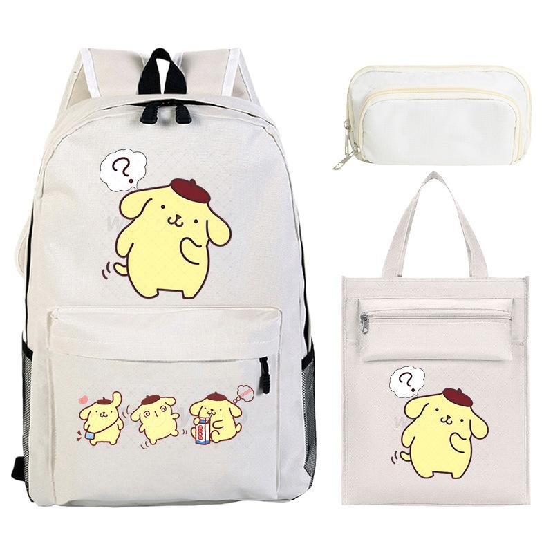 Pudding Dog Cartoon Children'S Schoolbag Three-Piece Set For Primary And Secondary School Students Versatile Backpack Tutoring Bag Pencil Case