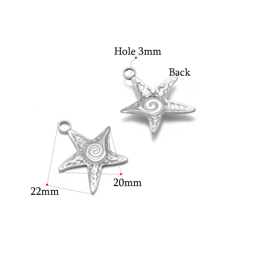 5pcs Gold Starfish Shell Charms for DIY Jewelry Accessories Stainless Steel Necklace Pendant Bracelets Findings Earrings Making