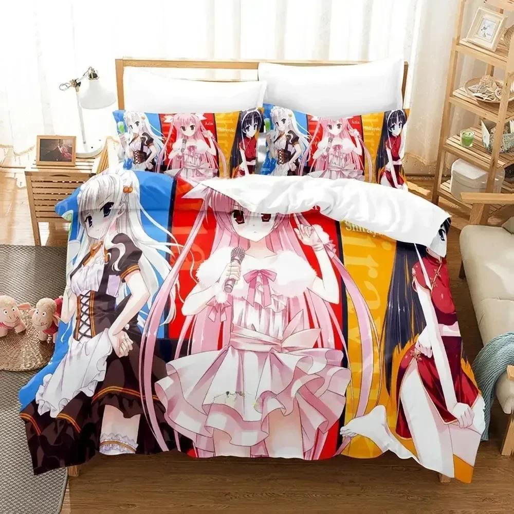New Aria The Scarlet Ammo Bedding Set Cartoon Anime Three-Piece Set Adult Kid Bedroom Duvet Cover Sets 3D Print Kawaii Anime