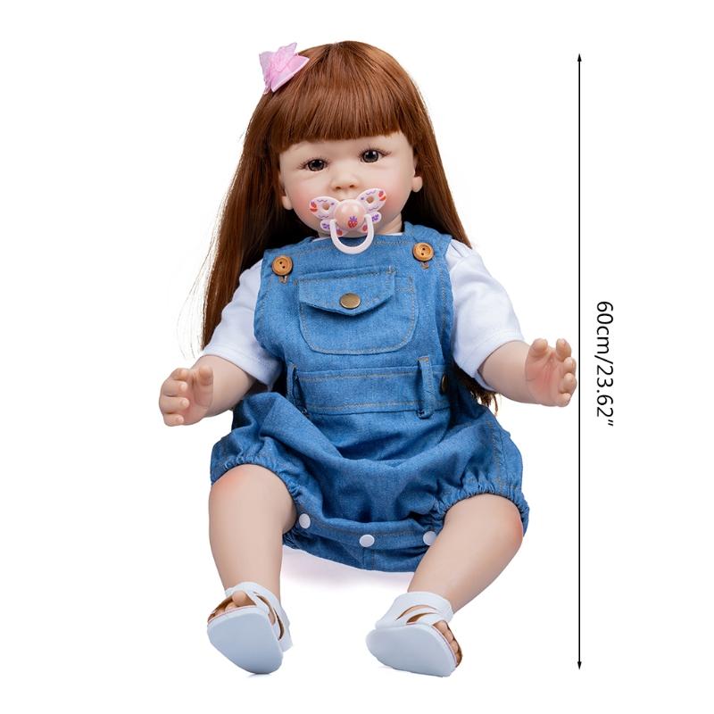 23'' Мягкая кукла для девочки Reborn, имитация, милая, тяжелая, реалистичная, с прошитыми волосами, на день рождения новорожденного