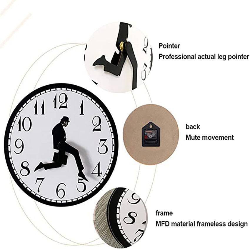 Walks Wall Clock British Comedy Inspired Ministry Of Silly Walk Wall Clock Classic Wall Watch Funny Walking Silent Mute