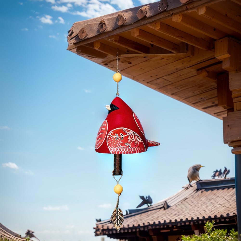 Cute Bird Song Bell Resin Wind Bell Hanging Ornaments Bird Bell Wind Chimes for Wall Window Door Housewarming Gift