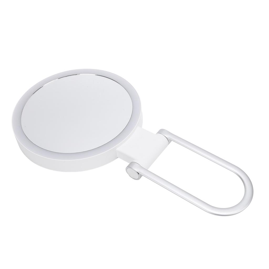 Дорожное зеркало для макияжа с подсветкой, белая подставка, регулируемый угол, увеличительное зеркало, двустороннее увеличение