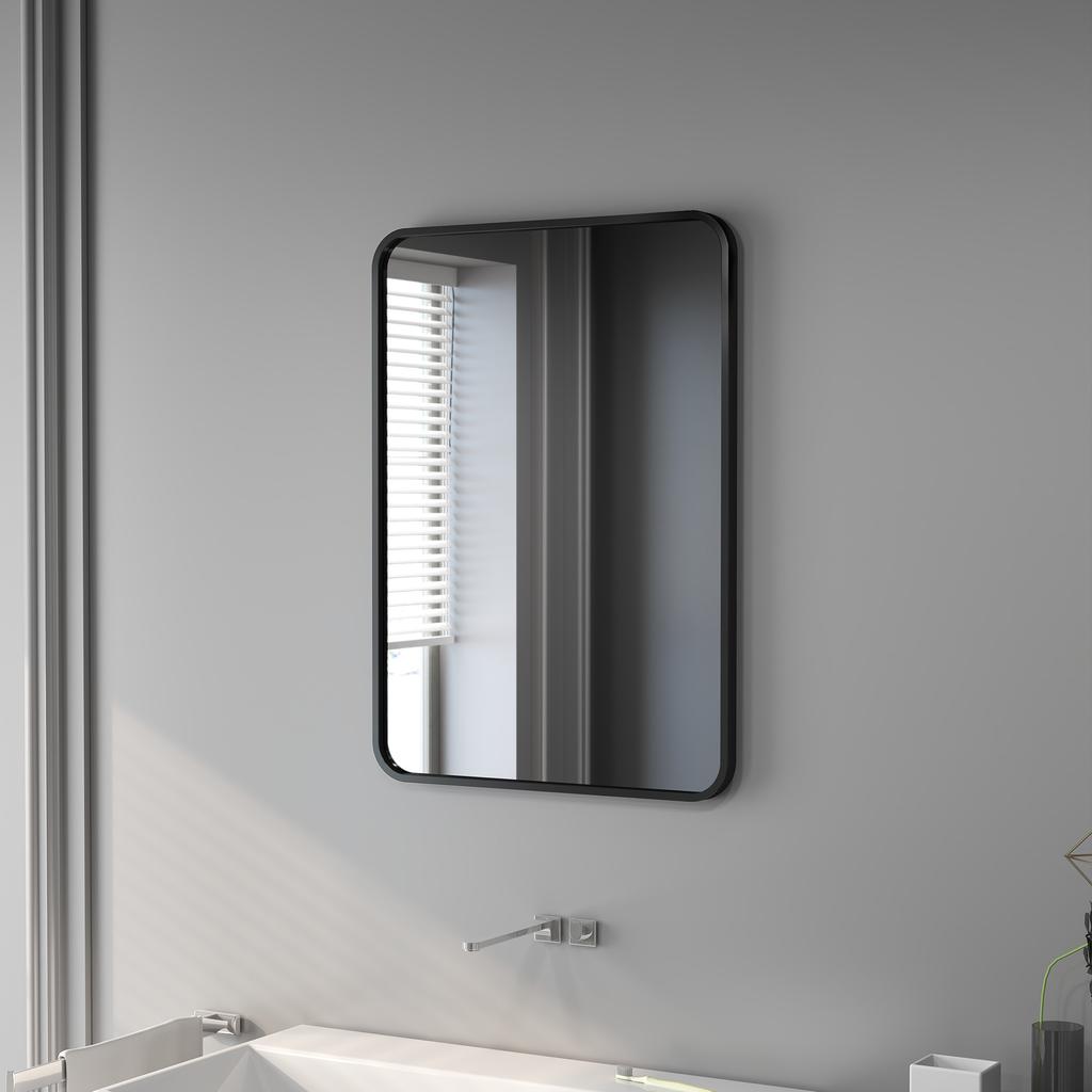 Rectangular Bathroom Mirror With Metal Frame Decorative Mirror For Bedroom Dining Room Or Entrance 50x70 Cm Black