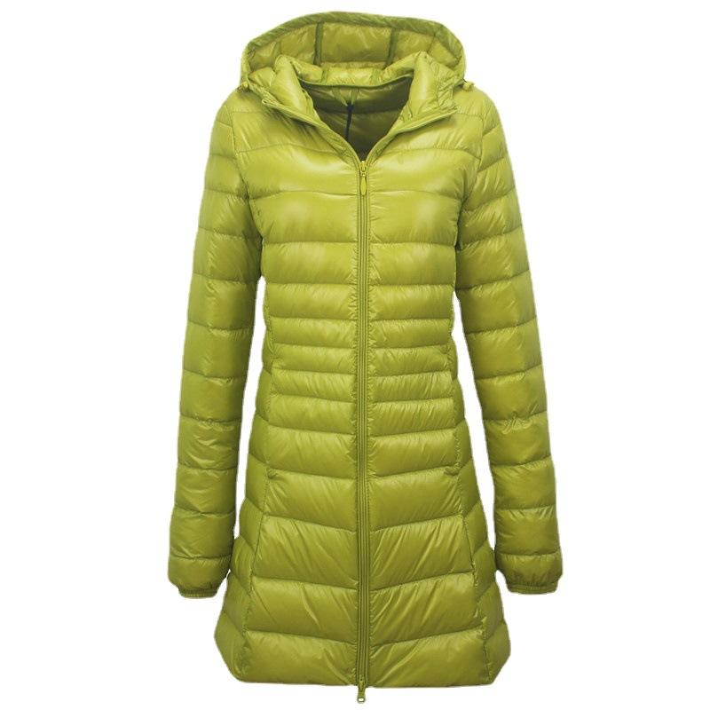 Women's Long Hooded Puffer Down Jacket - Ultra-Light Style