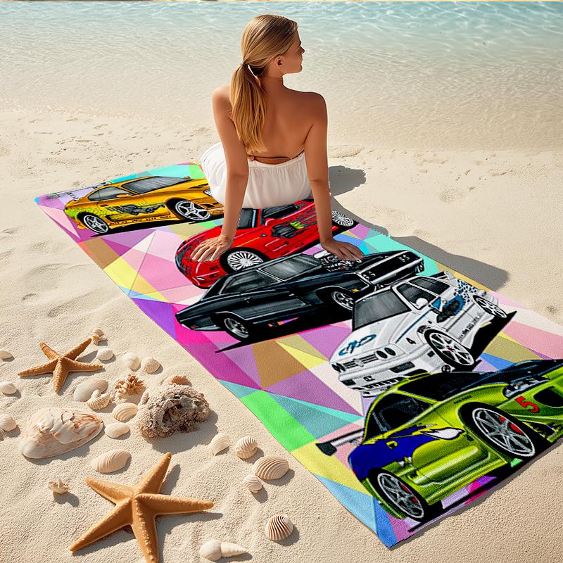 1Pc Cars Compilation Beach Towel, Quick Dry, Multi-Use for Beach Pool Gym Yoga Home Travel, Christmas, Halloween, Xmas Gift M928137