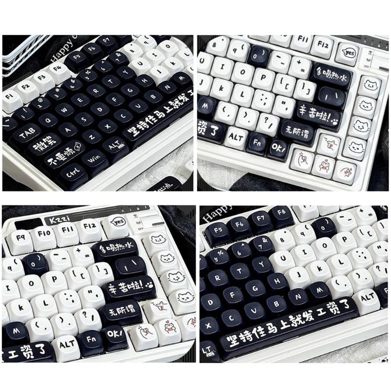 MOA Height Keycaps 135 шт. Термосублимация Стирающиеся цвета Тема «Коты» Набор кейкапов Индивидуальная настройка для механических клавиатур