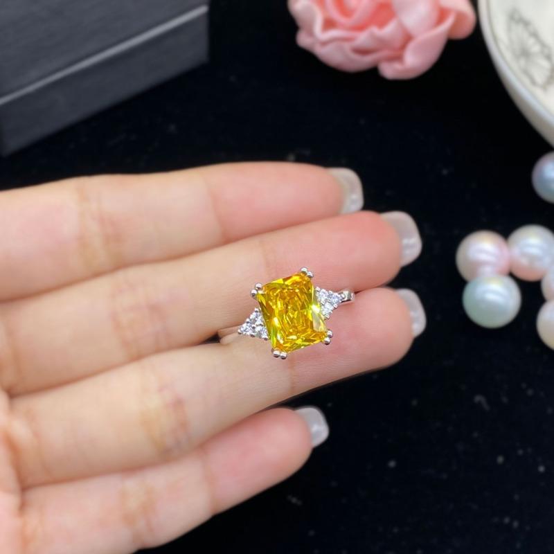 POMOiii Великолепные женские обручальные кольца с большим желтым фианитом, благородные женские аксессуары для вечеринок, подарки, винтажные ювелирные изделия