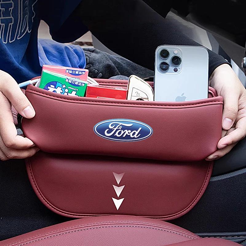Car Sticker 2026 For Ford Auto Seat Gap Storage Box Leather Car Seat Organizer Holder for Fords 2 3 4 5 MK 2 6 7 Ranger Fiesta K