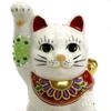 Waza No Kura Ceramic Kutani Maneki Neko Perfect for Opening or Home Decor Figurine, Ware, Right-Handed (Beckoning Cat), White, Ceremonies, Birthdays,