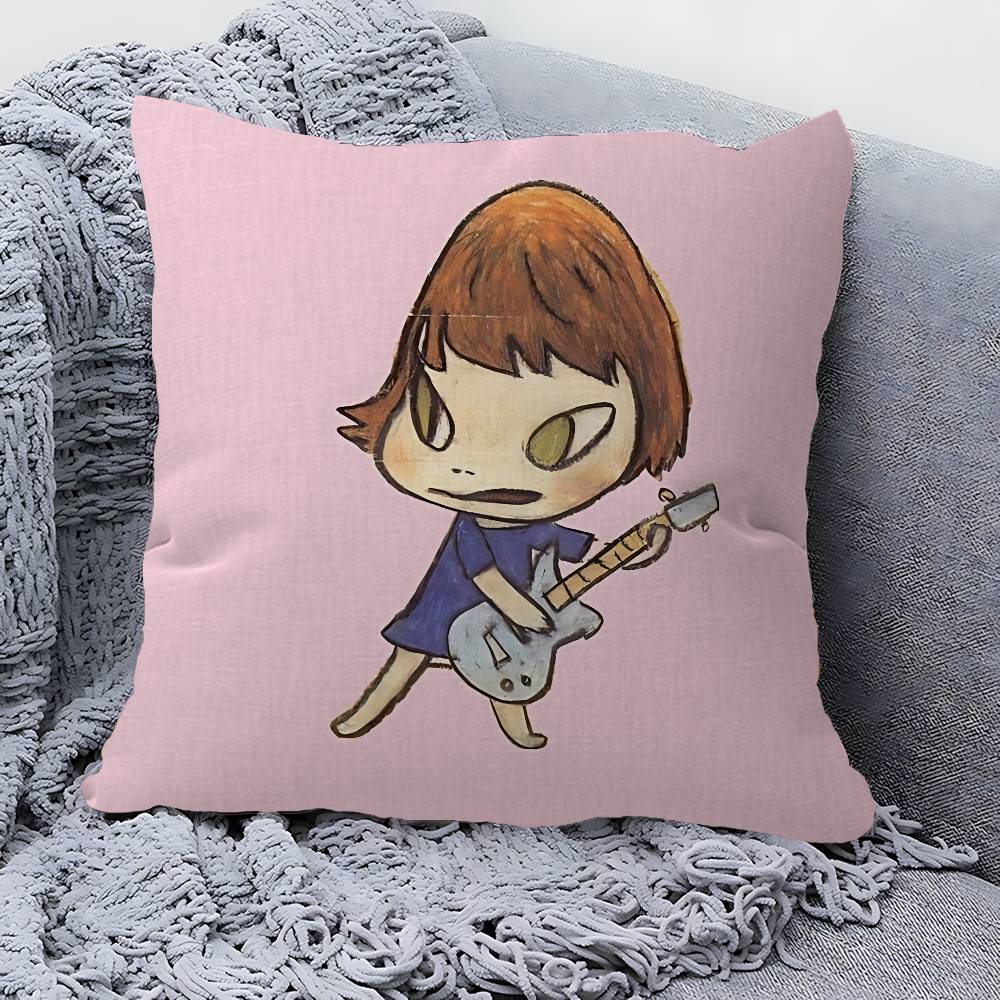 Y-Yoshitomos N-Nara Cartoon Pillow Covers Cartoon Sofa Decorative Home Double-Sided Printing Short Plush Cute Cushion Cover