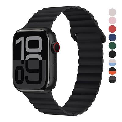 Магнитный ремешок Для Apple watch 10 ремешок 46мм 45мм 42мм 49мм 40 41 44 correa Силиконовый Браслет iWatch серия 8 9 5 SE 6 7 Ultra 2