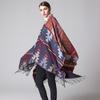 DX Indian Geometric Rhombus Lengthened and Thickened Imitation Cashmere Explosion Ethnic Style Travel Split Shawl Cape